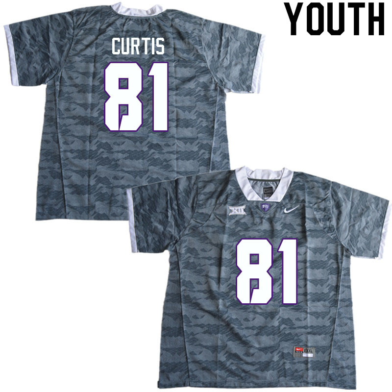 Youth #81 Chase Curtis TCU Horned Frogs College Football Jerseys Sale-Gray - Click Image to Close